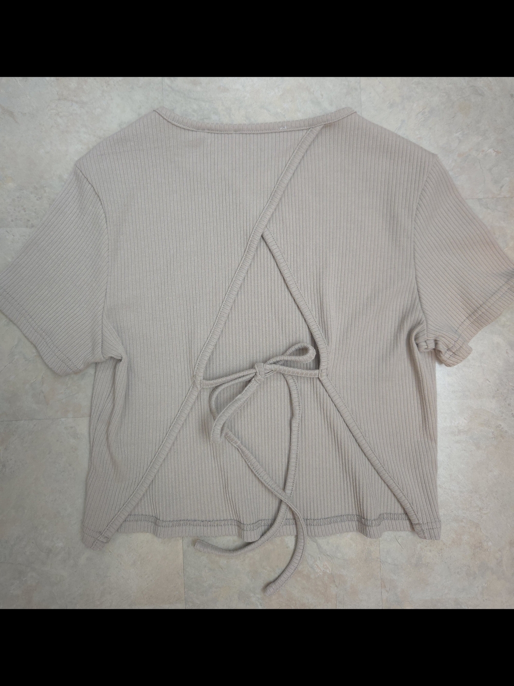 Petal & Pup Ribbed Tie-Back Crop Top - Beige Size 6